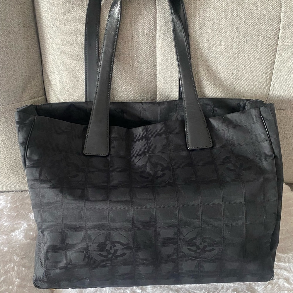 Chanel Black Nylon Travel Line Tote. EUC